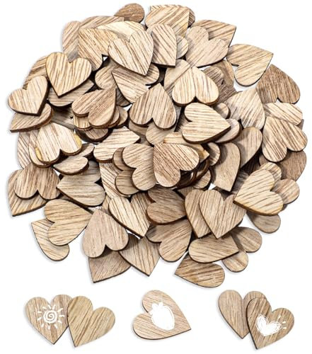 JJUNW 100 Stück Holzherzen zum Basteln, 2cm Holzherz Deko Herz Streudeko Hochzeit Tischdeko Herzen Klein Konfetti Herzen für Hochzeit Geburtstag DIY Basteln(2cm)