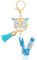 MWOOT Letter Keychain Initiale Schlüsselanhänger Buchstabe V,Alphabet Harz Blume Key Chain mit Schmetterling Quaste Anhänger Handtasche Geldbörse Charm,Blau Blütenblatt Keyring für Frauen (V)