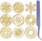 craspire 9 Stück Goldene Aufkleber Mit Heiliger Geometrie Goldene Magische Aufkleber Mit Pinzette Orgonit Metall Scrapbook Selbstklebend Nickelfrei Wasserfest Dekorationsaufkleber Für DIY Scrapbooks