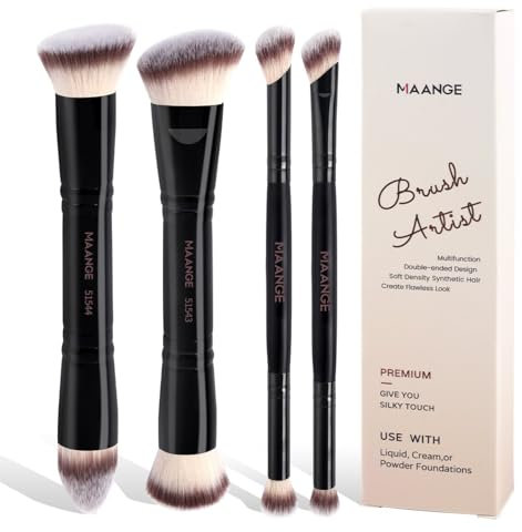 MAANGE Lot de 4 pinceaux de maquillage à double extrémité pour fond de teint