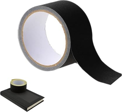 Febbya Buchreparaturband,Textilklebeband Buchbindeband Selbstklebendes 50mm x 10m Mattes Textil Gewebeband Klebeband zum Verstärken Schützen Einwickeln Ausbessern alter Bücher Alltagsbedarf (Schwarz)