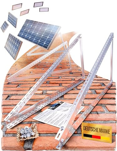 Lichtblicker - 4 supports de centrale électrique de balcon - Profilé en aluminium solide de 3 mm de 118 cm avec vis en acier inoxydable de qualité supérieure - Support de panneau solaire - Fixation du