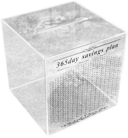 Klare 365-Tage-Spardose für Gewohnheiten, Baugeld-Organizer mit Zähler, Geldziele, Münzbanken