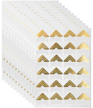 360Pcs/15 Sheets Self-Adhesive Photo Corners for Scrap Book | Photo Stickers For Albums, Picture Corners For Scrap Book, Photo Corners For Pictures Albums Scrapbook DIY Journal (Gold)