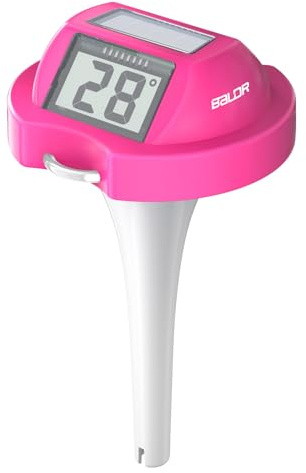 BALDR Pool-Thermometer, schwimmend, leicht ablesbar, solarbetrieben, digital, Poolthermometer mit Dual-LCD-Bildschirm (Rose)