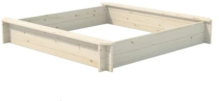 Premium Sandkasten Kiefer Megalino M 117x117x19 cm mit Sitzflächen, 100% Natürliches Holz, Sandkasten mit praktischem Sitzflächenrand, Kinder-Sandkasten Outdoor aus Massiv Holz