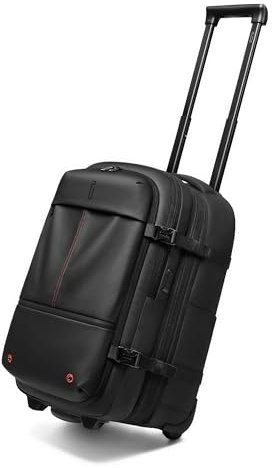CELIMS - Sac a Dos avec Trolley | Sac à Dos sous Vide avec roulettes | Compartiement pour Ordinateur Portable | Extensible | Fermeture Cadenas TSA | sans Pompe | Tissu Impérméable | Noir