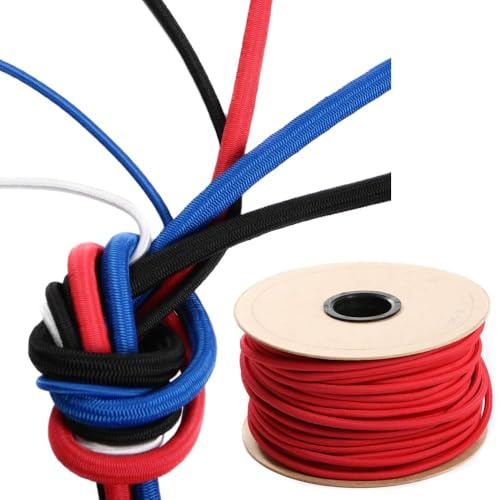 BirnePower Expanderseil 10mm 5m Rot – Gummiseil Gummileine Spanngummi Planenseil elastische Gummischnur Kordel für Anhänger, Plane, Camping