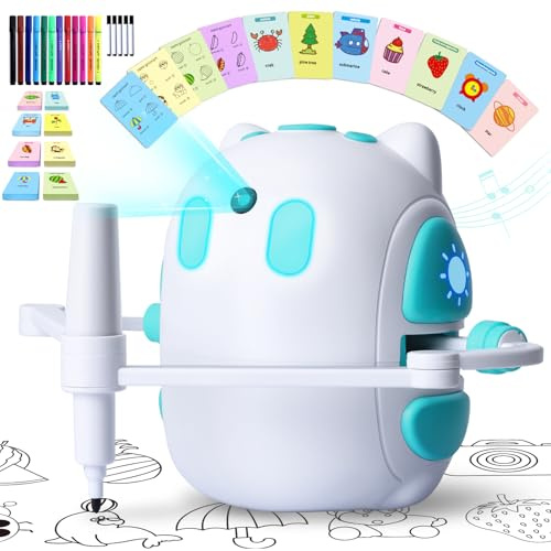 Drawing Robot for Kids 150 Educational Cards Smart Drawing Robot Voice Interactive Partner Montessori Painting Toy for Boys Girls Ages 3-8 Perfect for Birthdays Christmas Learning Fun（English Version）