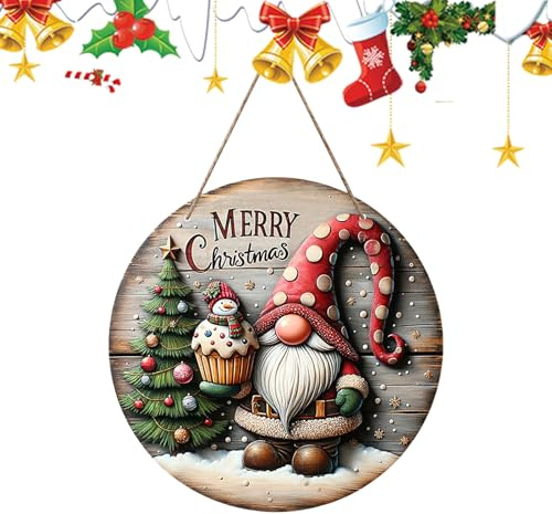 Letrero para puerta de de, colgador de puerta de de Navidad | Letrero para con decoración navideña | Placa de de madera con diseño de árbol de para tablero de Navidad de p