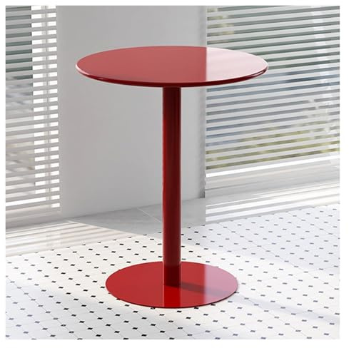 Failjierue Beistelltisch Aus Metall Für Drinnen Und Draußen – Stabiler Beistelltisch Mit Sockel Für Wohnzimmer, Esszimmer, Schlafzimmer, Pub & Bar, Rot(40x62cm)