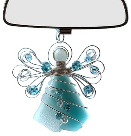 Engel Ornament Aus Meerglas,2D Acryl,Weihnachtliche Engel Figuren Zur Dekoration - Für Zuhause Und Feiertage, Im Innenbereich, An Der Wand, Am Und Für Den Rückspiegel Im