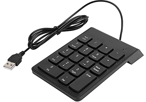 RASTKY Digital 18 Key USB Keyboard Stylish Eye-Catching Wireless Numeric Compact Accessory for Laptops Left-Handed Users Black 1 X Wired Keyboard (Black)