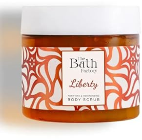 The Bath Factory Liberty Körperpeeling, feuchtigkeitsspendende Formel mit Shea, Jojoba, Baobab & Avocado, Orangenduft, französischer Lavendel & Vanille, 300 g