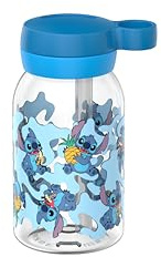 Mepal - Trinkflasche mit Trinkhalm Campus - Drehverschluss mit Grifföffnung - Hygienischer Verschluss - Trinkflasche mit strohhalm - Auslaufsicher und Spülmaschinengeeignet - 450 ml - Stitch