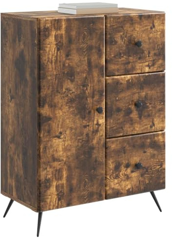 vidaXL Sideboard Geräucherte Eiche 66 x 34,5 x 90 cm Holzwerkstoff, Wohnzimmer Sideboard, modernes rechteckiges Design, viel Stauraum, Coole Dekoration, Flexible Aufbewahrung