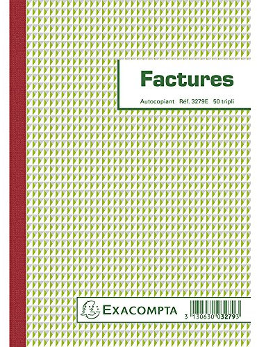 EXACOMPTA Manifold Factures 210 x 148 mm avec TVA 50 Feuillets Tripli
