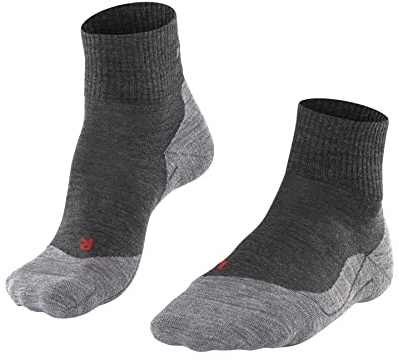 FALKE Men's TK5 Wander Short Hiking Socks, Merino Wool, Quarter Length, Light Padding, Max Comfort, Athletic Sock, Grey (Asphalt Melange 3180), 9-10, 1 Pair