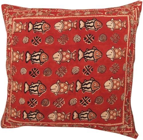 Kissenbezug Blockdruck, Kissenhülle Ethno, 100% Baumwolle, Muster 15 | Traditioneller Blockdruck, Handarbeit aus Rajasthan, waschbar bei 30-40°C, vielseitig einsetzbar als Sitz- oder Bodenkissen.