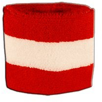 Flaggenfritze® Schweissband Flagge Österreich - Rot - 7 x 8 cm - Fans der österreichischen Nationalmannschaft, Sportbegeisterte, Jugendliche