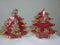 2 x Porzellan Teelichthalter Weihnachtsbaum im Set Sortiert Windlicht, Weihnachts-Advents-Tisch-Fenster-Regal-Schrank-Kommode-Dekoration