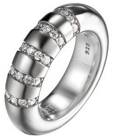 Esprit Collection Damen-Ring 925 Sterling Silber rhodiniert Kristall Zirkonia Perimagna lines weiß
