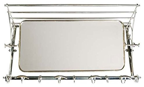 Französische Luxus Wandgarderobe mit Spiegel Silberfarben Edelstahl Garderoben Halter Mod Strasbourg - Garderobe Antik Stil Barock Jugendstil Hotel, Cafe Restuarant Möbel