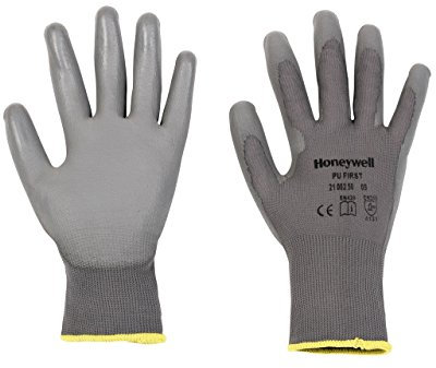 Honeywell 2100250-08 PU FIRST Allzweck-Polyamid-Strickhandschuhe, leicht, 26 cm lang, Größe 08 (Packung mit 10 Paar), Grau