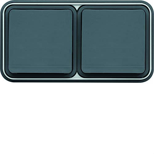 prise de courant 2p+t double horizontale 16a hager cubyko complète encastrée grise