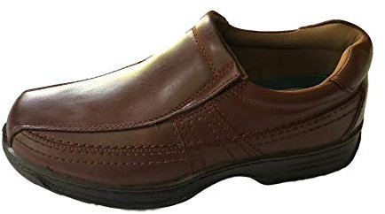 Cushion Walk Men's Leather-Lined Lightweight Formal Business Work Comfort Slip-on Shoes Size 7-11 Wide Fitting (10 UK 44.5 EU, Brown)