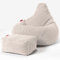 Lounge Pug, Gaming Sitzsack Sessel mit Hocker, Cord Creme