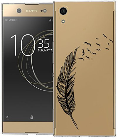 Sunrive Coque pour Sony Xperia XA1 Ultra 6,0 Pouces Silicone Étui Housse Protecteur Souple TPU Gel Transparent Back Case(TPU Plume 1)+ Stylet OFFERTS