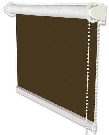 INTERDECO Verdunkelungsrollo/Thermo Rollo, Braun BxH 113,5 x 175 cm, Klemmfix Rollos ohne Bohren, Seitenzugrollos mit Silberbeschichtung