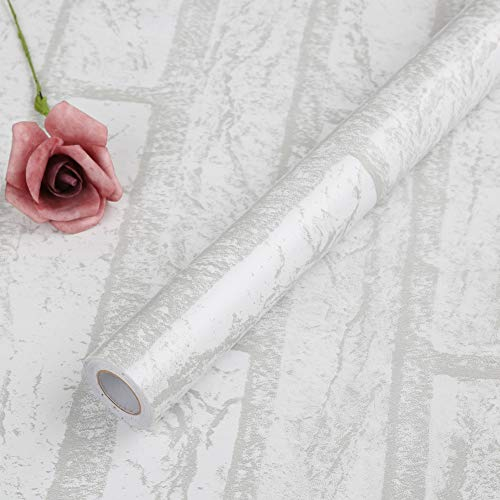 FENTIS Weiße Vintage Backstein Tapete Selbstklebende Tapete Kunststoff-Vinyl für die Küche Dekorativ Schälen und Kleben Past Wall Stickers Roll für Schlafzimmer Wohnzimmer Dekor 44x1000cm