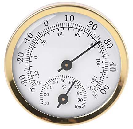 Sweo Analoges Thermometer / Hygrometer für den Innenbereich, Luftfeuchtigkeitssensor, Temperaturmesser, 58 mm, Haushalt für Wetterstation zum Aufhängen zu Hause, im Büro oder im Freien