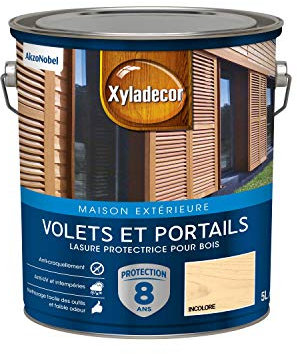 Xyladecor - Lasure Protectrice pour Bois Extérieur - Volets, Portails, Portes, Fenêtres - Couleur : Satin Incolore - Quantité : 5L - 5324251