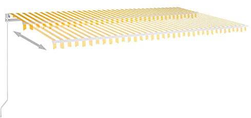 Tidyard Markise Automatisch mit LED Windsensor Gelenkarmmarkise Sonnenmarkise Balkonmarkise Sonnenschutz Sichtschutz Terrasse Garten 6x3m Gelb Wei?