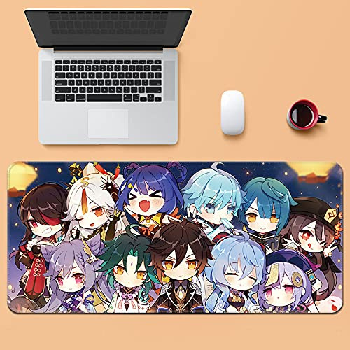 BGTJN Anime Genshin Impact Gaming Mouse Pad, übergroße Tastatur Mauspad Café Mat wasserdichte Anti-Rutsch-Spiel Mousepad for PC Desktop-Tabelle Mäuse-Pads