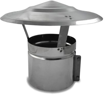 CAEXVEN Sombrerete Fijo para Conductos en Acero Inoxidable - Serie Lisa y Helicoidal - 150 mm