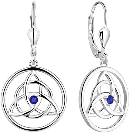 YL Keltische Ohrringe 925 Sterling Silber September Geburtsstein Spinellblau Knoten Ohrringe für Damen