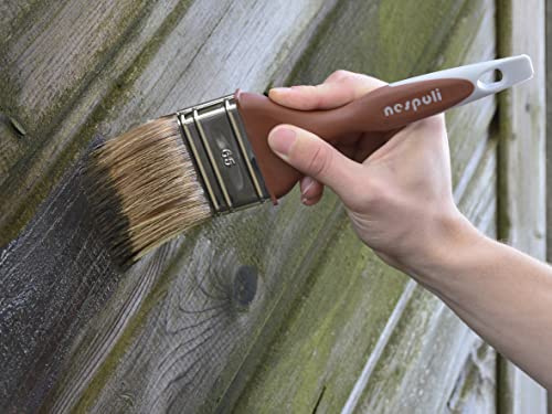 Nespoli FillPro® Wood Flachpinsel 65 mm mit praktischer FreshBox48® und komfortablen AirTouch®-Griff - geeignet für alle Lasuren und Holzschutzfarben, hohe Reichweite