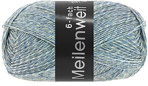LANA GROSSA Meilenweit 6-fach 150 | 6-fädiger Sockenklassiker, waschmaschinenfest | Handstrickgarn 80% Schurwolle & 20% Polyamid | 150g Wolle zum Stricken & Häkeln | 390m Garn FB8502