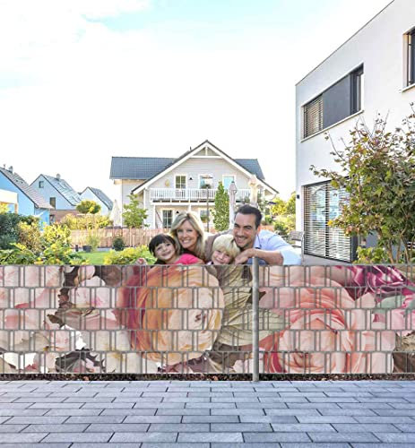 MyMaxxi Infinity Zaunsichtschutz - blühende Ballerina Blumen - Sichtschutzstreifen für Doppelstabmattenzaun - Windschutz Sonnenschutz Blickdicht - Sichtschutz Garten Teil1-250x100cm