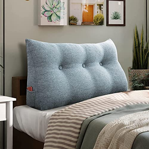 VERCART Bett Kopfteil Kissen Groß für Bett zum Anlehnen Ruecken Kissen Wandschutz Rückenkissen Bettkissen Dreieck Polster Rückenlehne Sofa Couch Grau 100cm