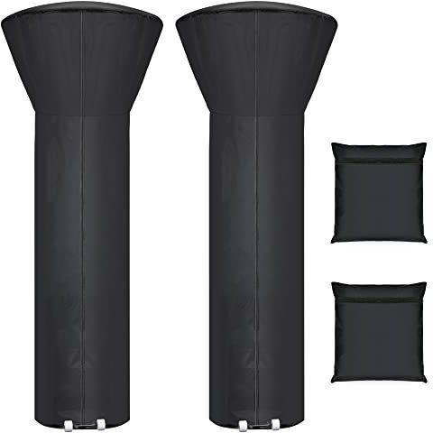 Paquete de 2 fundas para calentador de patio impermeables con cremallera y bolsa de almacenamiento, la cubierta para calentador de exterior tiene a prueba de polvo, resistente al viento, resistente a