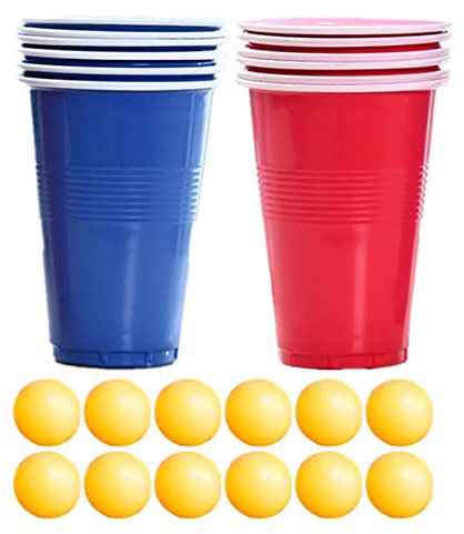 VENTDOUCE Bierbecher für Trinkspiel - 12 Stück Partybecher Trinkspiel-Sets - Lustige Trinkspiele für Weihnachten, Geburtstag, Feste, Hochzeit, Rot und Blau