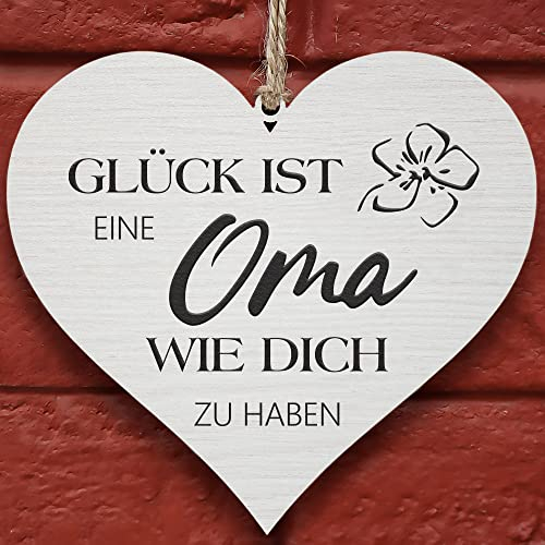 Glitzkind Holz Deko-Herz Geschenk für Oma Großeltern zum Geburtstag Weihnachten | Blechschilder Retro Vintage mit Spruch personalisiert | Geschenkideen Geburtstagsgeschenk