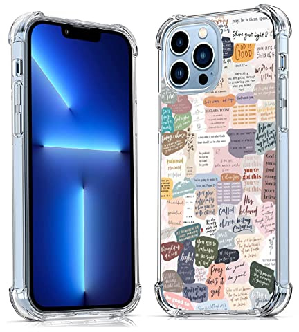 Protective case with Bible verses for iPhone 13 Pro, Christian Jesus quotes, collage, trendy, soft TPU protective case, compatible with iPhone 13 Pro