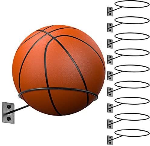 Lounsweer Ball-Aufbewahrungshalter, Wandhalterung, Metall, Basketball-Präsentationsregal, Sportzimmer-Dekoration für Basketball, Fußball, Volleyball, Fußball, 10 Stück