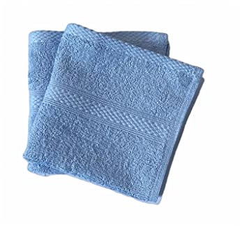 Lyra Linens - Paños de franela de 100% algodón egipcio - Paquete de 2 o 4 paños faciales de 500 g/m², cuadrados de 30 cm x 30 cm, de secado rápido y absorbentes, toallas de gimnasio (azul cobalto, 2)